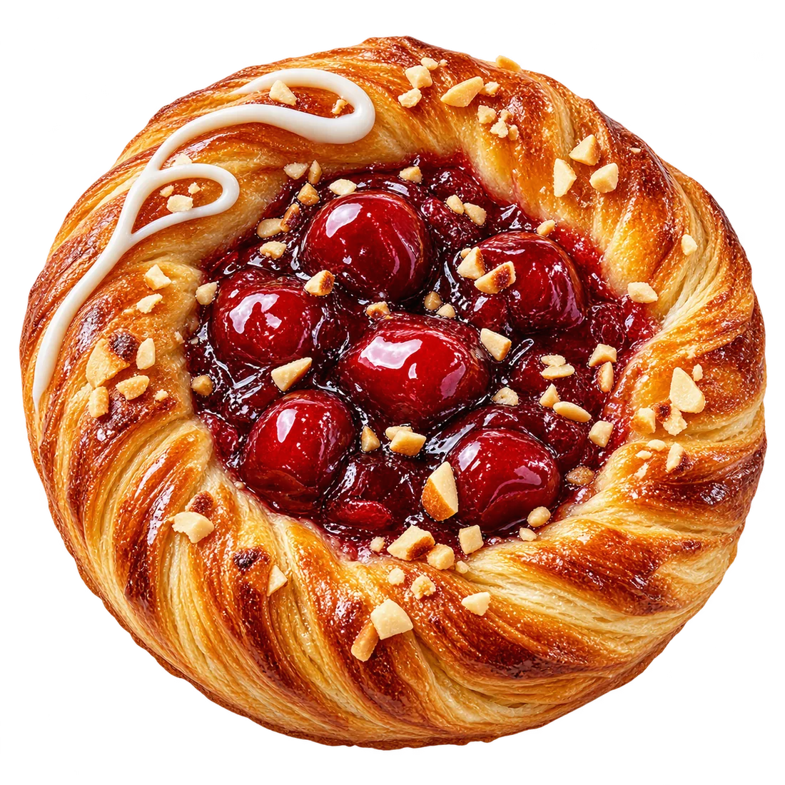 Круглая слойка с вишней